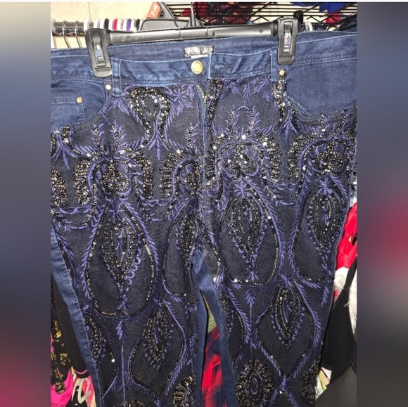 🍁🍂RARE HTF NWOT Beaded Skinny Jeans Indigo Blue | Women VENUS Novelty Jeans 20 - Picture 9 of 9
